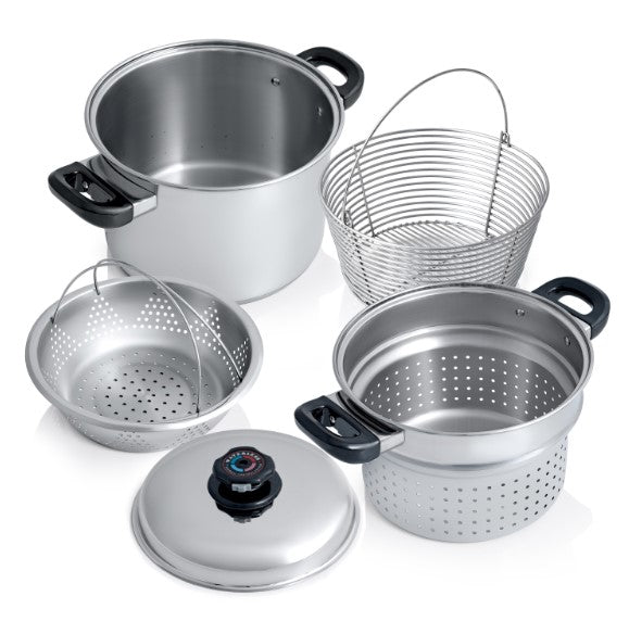 Chef's Secret 8 Quart T304 Stainless Steel Stockpot/Spaghetti Cooker with Deep Fry Basket & Steamer Inserts KT82