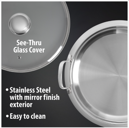 Chef's Secret 5-Ply Stainless-Steel Griddle with Glass Lid