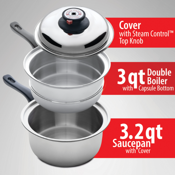 World's Finest 7-Ply Steam Control T304 Stainless Steel Cookware Set, 17 Pieces. Special reduction  KT17ULTRA